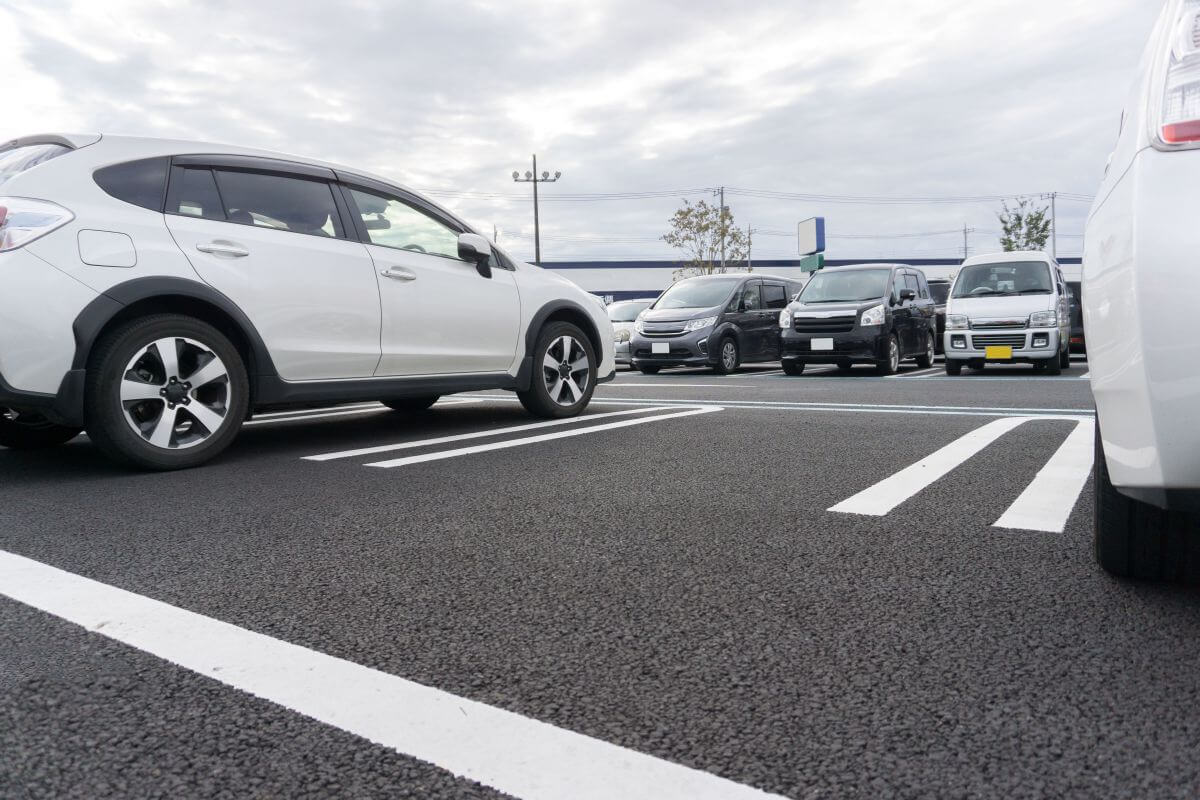 Close up of cars on a parking lot